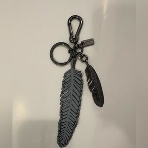 Coach Gray and Black Feather Keychain